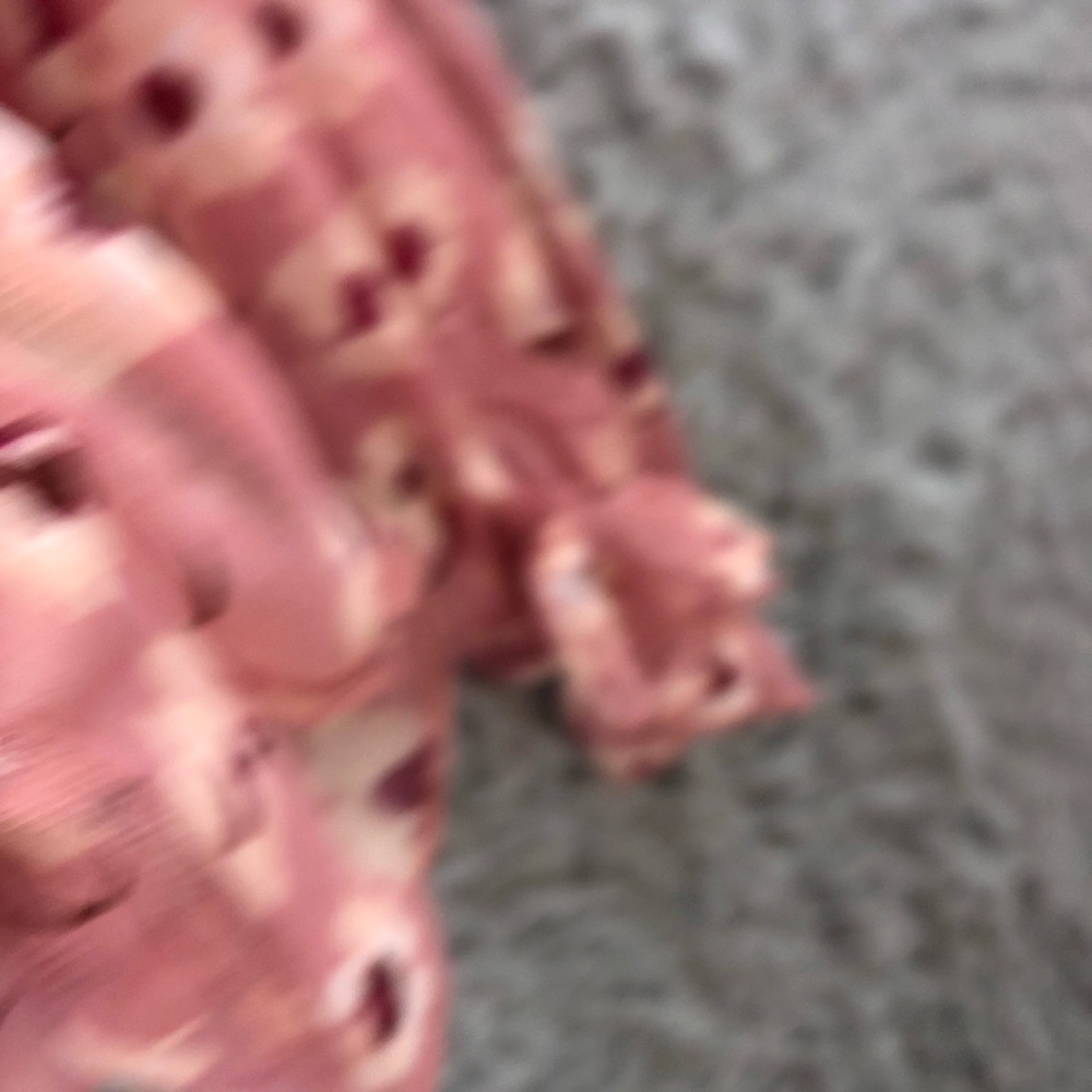 Lucky Brand Blouse Womens Small Floral Balloon Sleeves Ruffle Edge Pink Keyhole - Picture 10 of 13